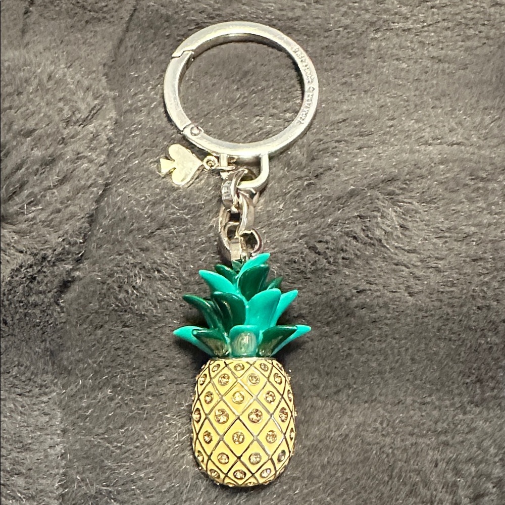 Kate Spade Pineapple Keychain with Green and Gold Accents